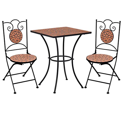 LVHUIDEH 3er Set Gartenmöbel, Bistro-Set Mosaik Keramik Terrakotta von LVHUIDEH