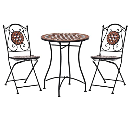 LVHUIDEH 3er Set Gartenmöbel, Bistro-Set Mosaik Keramik Terrakotta von LVHUIDEH