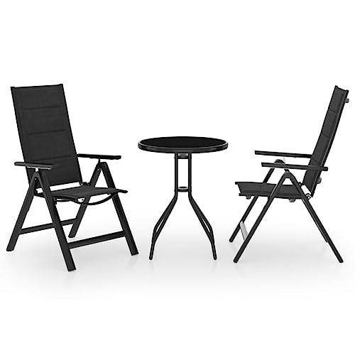 LVHUIDEH 3er Set Gartenmöbel, Bistro-Set Schwarz und Anthrazit von LVHUIDEH