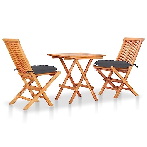 LVHUIDEH 3er Set Gartenmöbel, Bistro-Set mit Anthrazit Kissen Massivholz Teak LVHUIDEH 3er Set Gartenmöbel, Bistro-Set mit Anthrazit Kissen Massivholz Teak von LVHUIDEH