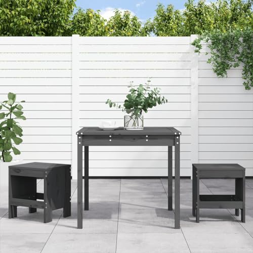 LVHUIDEH 3er Set Gartenmöbel, Garten-Bistro-Set Grau Massivholz Kiefer von LVHUIDEH