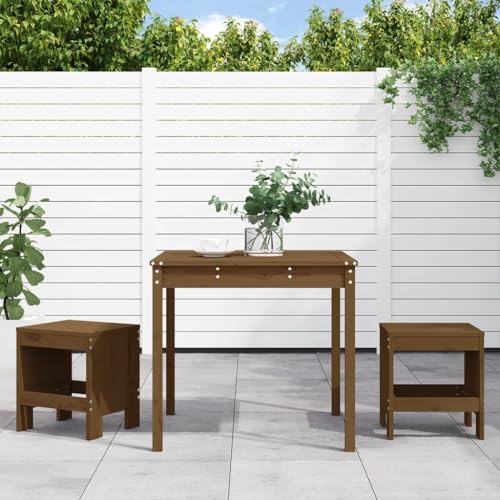 LVHUIDEH 3er Set Gartenmöbel, Garten-Bistro-Set Honigbraun Massivholz Kiefer von LVHUIDEH