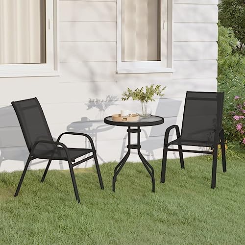 LVHUIDEH 3er Set Gartenmöbel, Garten-Bistro-Set Schwarz von LVHUIDEH
