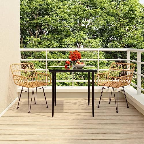 LVHUIDEH 3er Set Gartenmöbel, Garten-Essgruppe, Sitzgruppe, Wetterfest, Terassenmöbel für Garten Terrasse Balkon, Poly Rattan von LVHUIDEH