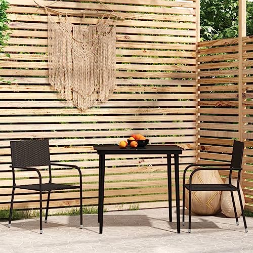 LVHUIDEH 3er Set Gartenmöbel, Garten-Essgruppe, Sitzgruppe, Wetterfest, Terassenmöbel für Garten Terrasse Balkon, Schwarz von LVHUIDEH