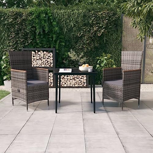 LVHUIDEH 3er Set Gartenmöbel, Garten-Essgruppe, Sitzgruppe, Wetterfest, Terassenmöbel für Garten Terrasse Balkon, mit Kissen Grau LVHUIDEH 3er Set Gartenmöbel, Garten-Essgruppe, Sitzgruppe, Wetterfest, Terassenmöbel für Garten Terrasse Balkon, mit Kissen Grau von LVHUIDEH