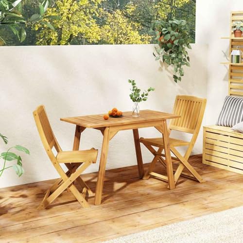 LVHUIDEH 3er Set Gartenmöbel, Garten-Essgruppe Massivholz Akazie von LVHUIDEH