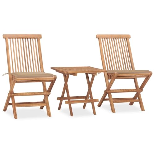 LVHUIDEH 3er Set Gartenmöbel, Garten-Essgruppe mit Kissen Klappbar Massivholz Teak LVHUIDEH 3er Set Gartenmöbel, Garten-Essgruppe mit Kissen Klappbar Massivholz Teak von LVHUIDEH