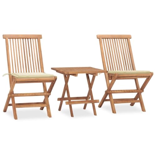 LVHUIDEH 3er Set Gartenmöbel, Garten-Essgruppe mit Kissen Klappbar Massivholz Teak LVHUIDEH 3er Set Gartenmöbel, Garten-Essgruppe mit Kissen Klappbar Massivholz Teak von LVHUIDEH