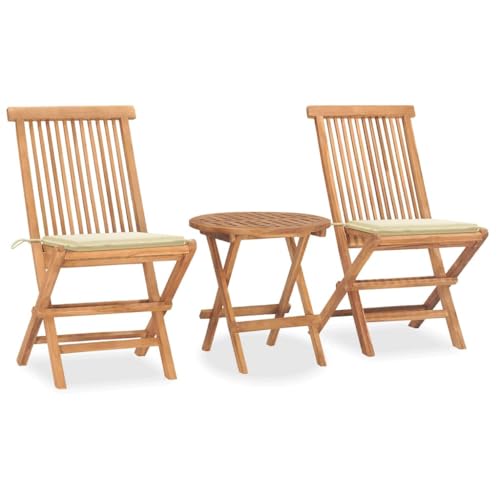 LVHUIDEH 3er Set Gartenmöbel, Garten-Essgruppe mit Kissen Klappbar Massivholz Teak LVHUIDEH 3er Set Gartenmöbel, Garten-Essgruppe mit Kissen Klappbar Massivholz Teak von LVHUIDEH