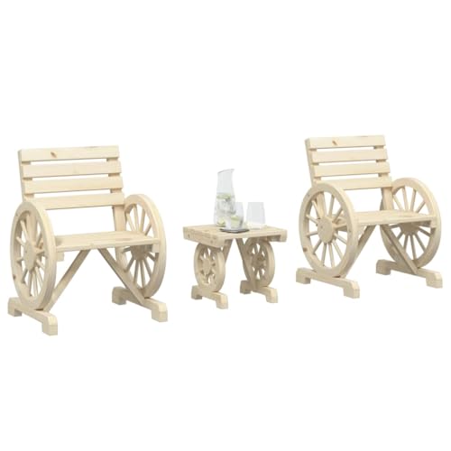 LVHUIDEH 3er Set Gartenmöbel, Garten-Lounge-Set, Sitzgruppe, Wetterfest, Terassenmöbel für Garten Terrasse Balkon, Massivholz Tanne von LVHUIDEH