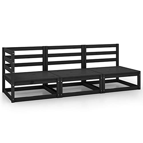 LVHUIDEH 3er Set Gartenmöbel, Garten-Lounge-Set, Sitzgruppe, Wetterfest, Terassenmöbel für Garten Terrasse Balkon, Schwarz Massivholz Kiefer von LVHUIDEH