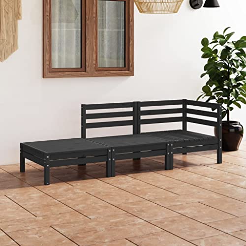 LVHUIDEH 3er Set Gartenmöbel, Garten-Lounge-Set, Sitzgruppe, Wetterfest, Terassenmöbel für Garten Terrasse Balkon Schwarz Massivholz Kiefer von LVHUIDEH