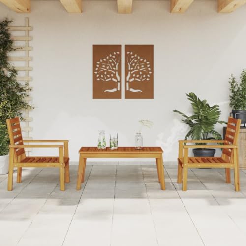 LVHUIDEH 3er Set Gartenmöbel, Garten-Lounge-Set Massivholz Akazie von LVHUIDEH