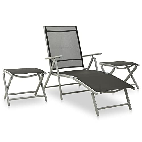 LVHUIDEH 3er Set Gartenmöbel, Garten-Lounge-Set Textilene und Aluminium Silbern LVHUIDEH 3er Set Gartenmöbel, Garten-Lounge-Set Textilene und Aluminium Silbern von LVHUIDEH