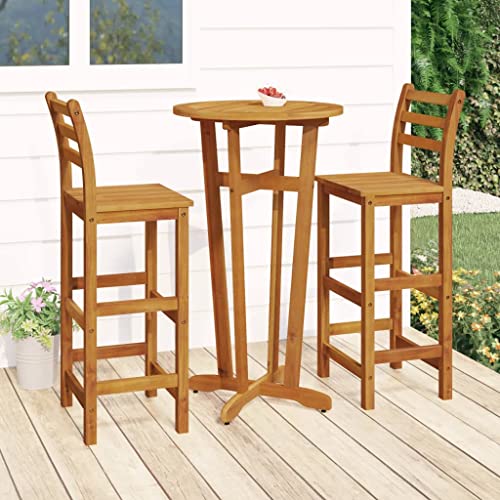 LVHUIDEH 3er Set Gartenmöbel, GartenBistro-Set, Sitzgruppe, Wetterfest, Terassenmöbel für Garten Terrasse Balkon, Massivholz Akazie von LVHUIDEH