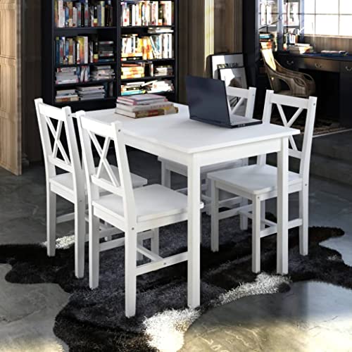 LVHUIDEH 4 Personen Esstisch & Stühlen Set, Esstischset, Essgruppe für Küche Esszimmer Wohnzimmer, 108 x 65 x 73 cm, Kiefernholz LVHUIDEH 4 Personen Esstisch & Stühlen Set, Esstischset, Essgruppe für Küche Esszimmer Wohnzimmer, 108 x 65 x 73 cm, Kiefernholz von LVHUIDEH