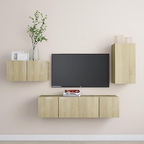 LVHUIDEH 4-TLG. TV-Schrank-Set Sonoma-Eiche Holzwerkstoff von LVHUIDEH
