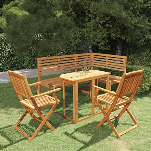 LVHUIDEH 4er Set Gartenmöbel, Bistro-Set Massivholz Akazie von LVHUIDEH