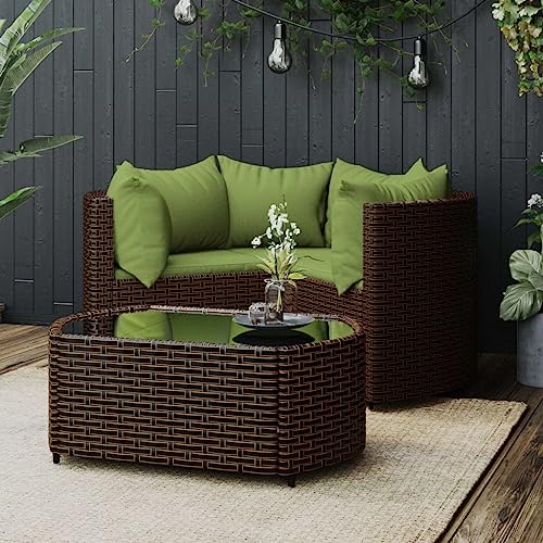 LVHUIDEH 4er Set Gartenmöbel, Garten-Lounge-Set mit Kissen, Sitzgruppe, Wetterfest Balkonmöbel für Garten Terrasse Balkon, Braun Poly Rattan von LVHUIDEH