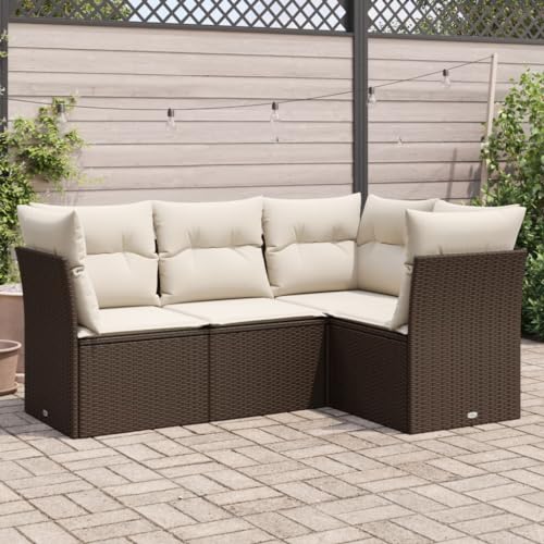 LVHUIDEH 4er Set Gartenmöbel, Garten-Sofagarnitur mit Kissen, Sitzgruppe, Wetterfest, Terassenmöbel für Garten Terrasse Balkon, Braun Poly Rattan LVHUIDEH 4er Set Gartenmöbel, Garten-Sofagarnitur mit Kissen, Sitzgruppe, Wetterfest, Terassenmöbel für Garten Terrasse Balkon, Braun Poly Rattan von LVHUIDEH