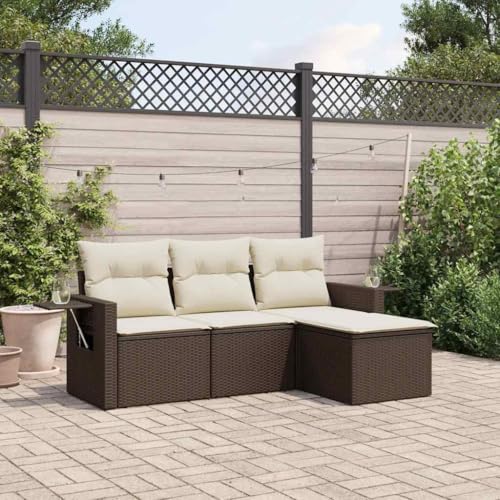 LVHUIDEH 4er Set Gartenmöbel, Garten-Sofagarnitur mit Kissen, Sitzgruppe, Wetterfest, Terassenmöbel für Garten Terrasse Balkon, Braun Poly Rattan LVHUIDEH 4er Set Gartenmöbel, Garten-Sofagarnitur mit Kissen, Sitzgruppe, Wetterfest, Terassenmöbel für Garten Terrasse Balkon, Braun Poly Rattan von LVHUIDEH