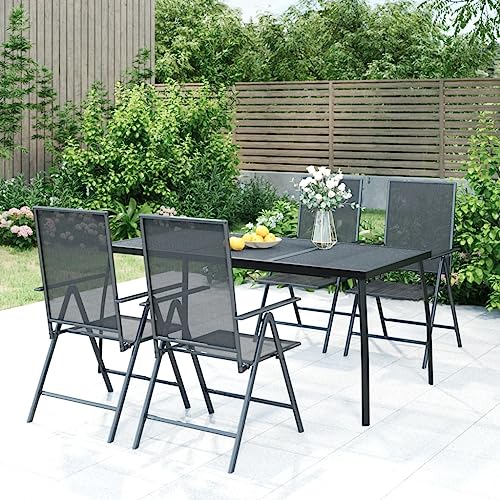 LVHUIDEH 5er Set Gartenmöbel, Garten-Essgruppe, Sitzgruppe, Wetterfest, Terassenmöbel für Garten Terrasse Balkon, Anthrazit Stahl LVHUIDEH 5er Set Gartenmöbel, Garten-Essgruppe, Sitzgruppe, Wetterfest, Terassenmöbel für Garten Terrasse Balkon, Anthrazit Stahl von LVHUIDEH