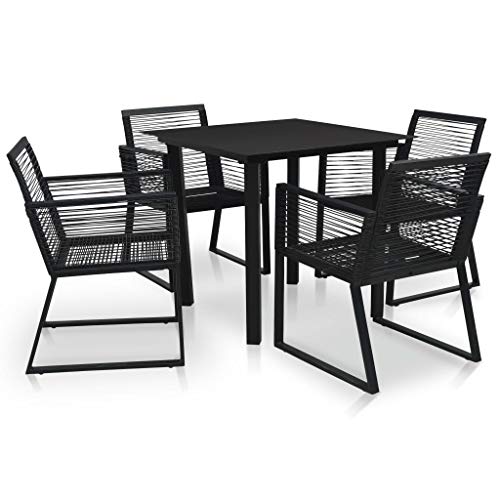 LVHUIDEH 5er Set Gartenmöbel, Garten-Essgruppe, Sitzgruppe, Wetterfest, Terassenmöbel für Garten Terrasse Balkon, PVC Rattan Schwarz von LVHUIDEH