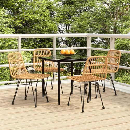 LVHUIDEH 5er Set Gartenmöbel, Garten-Essgruppe, Sitzgruppe, Wetterfest, Terassenmöbel für Garten Terrasse Balkon, Poly Rattan von LVHUIDEH