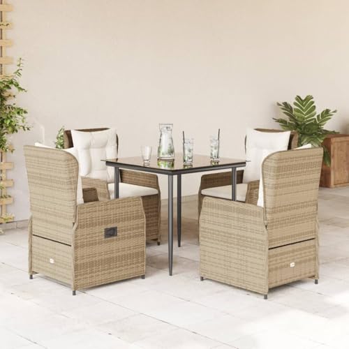 LVHUIDEH 5er Set Gartenmöbel, Garten-Essgruppe mit Kissen, Sitzgruppe, Wetterfest, Terassenmöbel für Garten Terrasse Balkon, Beige Poly Rattan LVHUIDEH 5er Set Gartenmöbel, Garten-Essgruppe mit Kissen, Sitzgruppe, Wetterfest, Terassenmöbel für Garten Terrasse Balkon, Beige Poly Rattan von LVHUIDEH