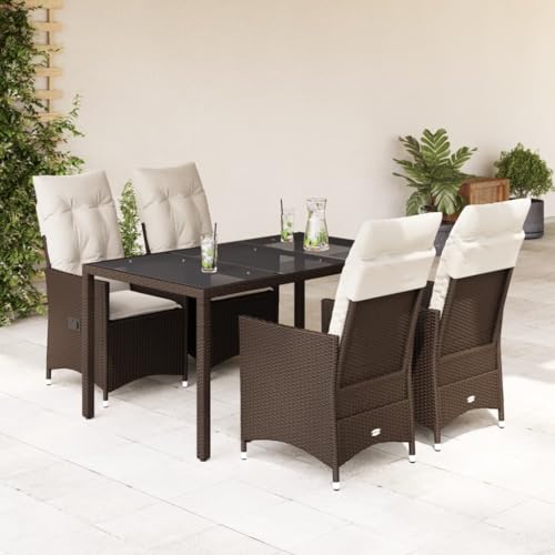 LVHUIDEH 5er Set Gartenmöbel, Garten-Essgruppe mit Kissen, Sitzgruppe, Wetterfest, Terassenmöbel für Garten Terrasse Balkon, Braun Poly Rattan LVHUIDEH 5er Set Gartenmöbel, Garten-Essgruppe mit Kissen, Sitzgruppe, Wetterfest, Terassenmöbel für Garten Terrasse Balkon, Braun Poly Rattan von LVHUIDEH