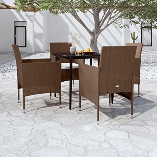 LVHUIDEH 5er Set Gartenmöbel, Garten-Essgruppe mit Kissen Braun und Schwarz von LVHUIDEH
