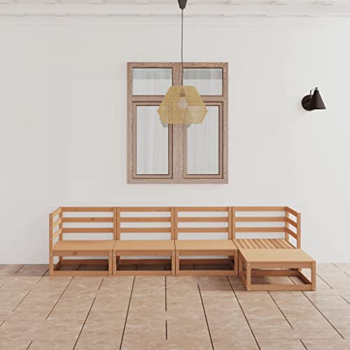 LVHUIDEH 5er Set Gartenmöbel, Garten-Lounge-Set, Sitzgruppe, Wetterfest, Terassenmöbel für Garten Terrasse Balkon Honigbraun Massivholz Kiefer von LVHUIDEH