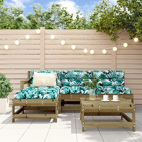 LVHUIDEH 5er Set Gartenmöbel, Garten-Lounge-Set mit Kissen, Sitzgruppe, Wetterfest Balkonmöbel für Garten Terrasse Balkon, Imprägniertes Kiefernholz von LVHUIDEH