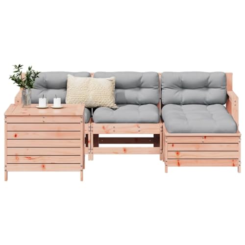 LVHUIDEH 5er Set Gartenmöbel, Garten-Sofagarnitur, Sitzgruppe, Wetterfest, Terassenmöbel für Garten Terrasse Balkon, Massivholz Douglasie von LVHUIDEH