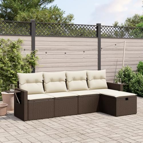 LVHUIDEH 5er Set Gartenmöbel, Garten-Sofagarnitur mit Kissen, Sitzgruppe, Wetterfest, Terassenmöbel für Garten Terrasse Balkon, Braun Poly Rattan LVHUIDEH 5er Set Gartenmöbel, Garten-Sofagarnitur mit Kissen, Sitzgruppe, Wetterfest, Terassenmöbel für Garten Terrasse Balkon, Braun Poly Rattan von LVHUIDEH