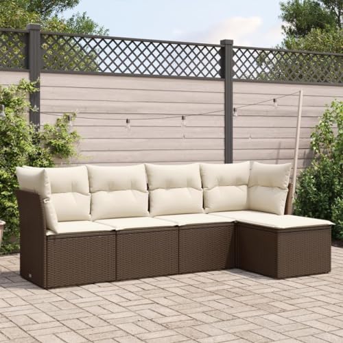 LVHUIDEH 5er Set Gartenmöbel, Garten-Sofagarnitur mit Kissen, Sitzgruppe, Wetterfest, Terassenmöbel für Garten Terrasse Balkon, Braun Poly Rattan LVHUIDEH 5er Set Gartenmöbel, Garten-Sofagarnitur mit Kissen, Sitzgruppe, Wetterfest, Terassenmöbel für Garten Terrasse Balkon, Braun Poly Rattan von LVHUIDEH