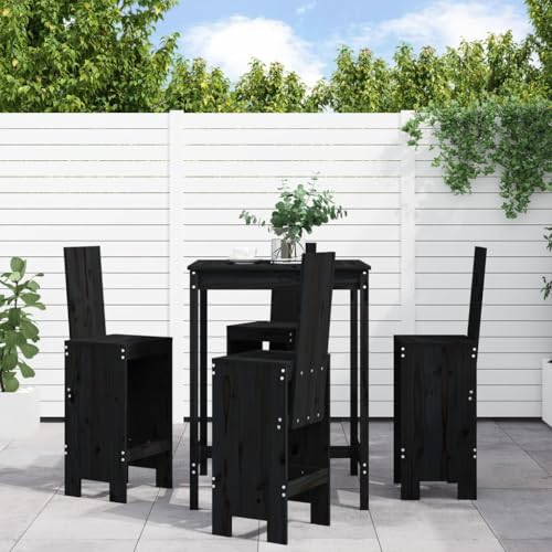 LVHUIDEH 5er Set Gartenmöbel, GartenBistro-Set,Sitzgruppe, Wetterfest, Terassenmöbel für Garten Terrasse Balkon, Schwarz Massivholz Kiefer von LVHUIDEH