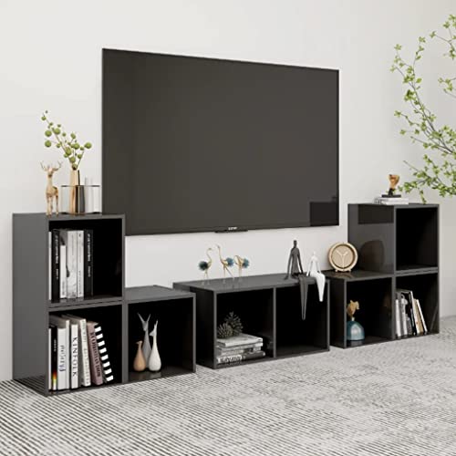 LVHUIDEH 6-TLG. TV-Schrank-Set Hochglanz-Grau Holzwerkstoff von LVHUIDEH