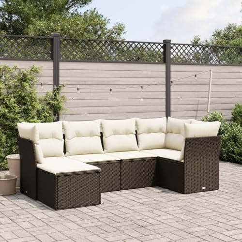 LVHUIDEH 6er Set Gartenmöbel, Garten-Sofagarnitur mit Kissen, Sitzgruppe, Wetterfest, Terassenmöbel für Garten Terrasse Balkon, Braun Poly Rattan LVHUIDEH 6er Set Gartenmöbel, Garten-Sofagarnitur mit Kissen, Sitzgruppe, Wetterfest, Terassenmöbel für Garten Terrasse Balkon, Braun Poly Rattan von LVHUIDEH