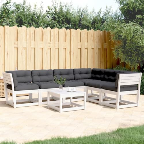 LVHUIDEH 6er Set Gartenmöbel, Garten-Sofagarnitur mit Kissen, Sitzgruppe, Wetterfest, Terassenmöbel für Garten Terrasse Balkon, Weiß Massivholz Kiefer LVHUIDEH 6er Set Gartenmöbel, Garten-Sofagarnitur mit Kissen, Sitzgruppe, Wetterfest, Terassenmöbel für Garten Terrasse Balkon, Weiß Massivholz Kiefer von LVHUIDEH