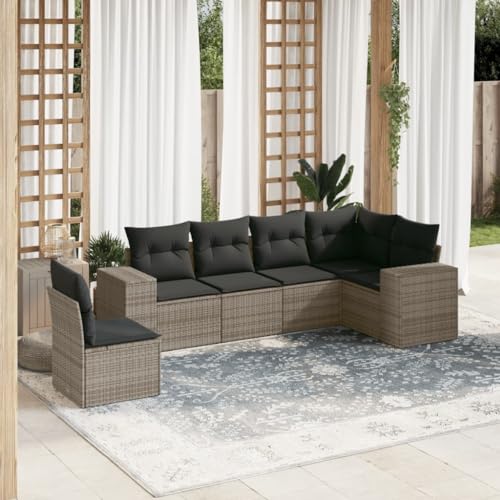 LVHUIDEH 6er Set Gartenmöbel, Garten-Sofagarnitur mit Kissen, Sitzgruppe, Wetterfest Terassenmöbel, Grau Poly Rattan LVHUIDEH 6er Set Gartenmöbel, Garten-Sofagarnitur mit Kissen, Sitzgruppe, Wetterfest Terassenmöbel, Grau Poly Rattan von LVHUIDEH