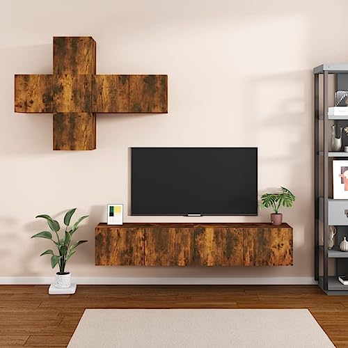 LVHUIDEH 7-TLG. TV-Schrank-Set Räuchereiche Holzwerkstoff von LVHUIDEH