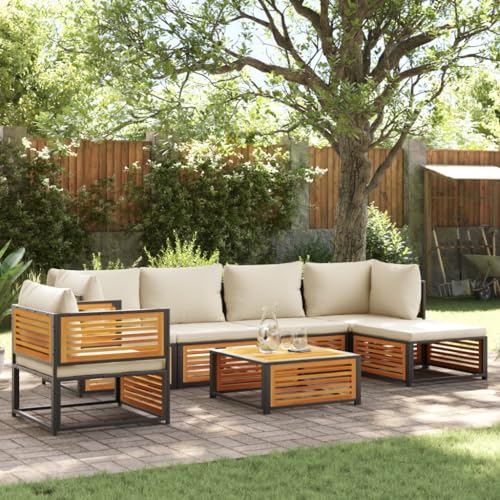 LVHUIDEH 7er Set Gartenmöbel, Garten-Sofagarnitur mit Kissen, Sitzgruppe, Wetterfest, Terassenmöbel für Garten Terrasse Balkon, Massivholz Akazie LVHUIDEH 7er Set Gartenmöbel, Garten-Sofagarnitur mit Kissen, Sitzgruppe, Wetterfest, Terassenmöbel für Garten Terrasse Balkon, Massivholz Akazie von LVHUIDEH