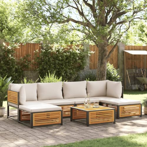 LVHUIDEH 7er Set Gartenmöbel, Garten-Sofagarnitur mit Kissen, Sitzgruppe, Wetterfest, Terassenmöbel für Garten Terrasse Balkon, Massivholz Akazie LVHUIDEH 7er Set Gartenmöbel, Garten-Sofagarnitur mit Kissen, Sitzgruppe, Wetterfest, Terassenmöbel für Garten Terrasse Balkon, Massivholz Akazie von LVHUIDEH