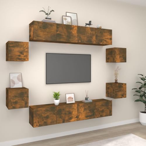 LVHUIDEH 8-TLG. TV-Schrank-Set Räuchereiche Holzwerkstoff von LVHUIDEH