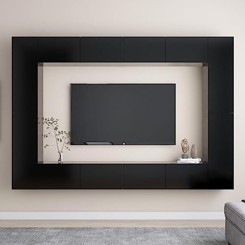 LVHUIDEH 8-TLG. TV-Schrank-Set Schwarz Holzwerkstoff von LVHUIDEH
