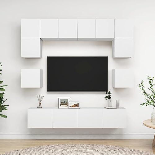 LVHUIDEH 8-TLG. TV-Schrank-Set Weiß Holzwerkstoff von LVHUIDEH