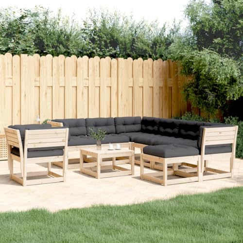LVHUIDEH 8er Set Gartenmöbel, Garten-Lounge-Set mit Kissen, Sitzgruppe, Wetterfest Balkonmöbel für Garten Terrasse Balkon, Massivholz Kiefer von LVHUIDEH