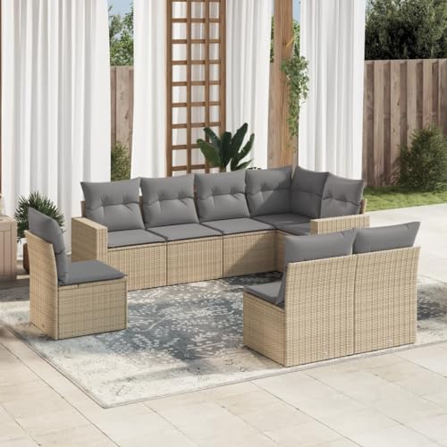 LVHUIDEH 8er Set Gartenmöbel, Garten-Sofagarnitur mit Kissen, Sitzgruppe, Wetterfest, Terassenmöbel für Garten Terrasse Balkon, Beige Poly Rattan LVHUIDEH 8er Set Gartenmöbel, Garten-Sofagarnitur mit Kissen, Sitzgruppe, Wetterfest, Terassenmöbel für Garten Terrasse Balkon, Beige Poly Rattan von LVHUIDEH